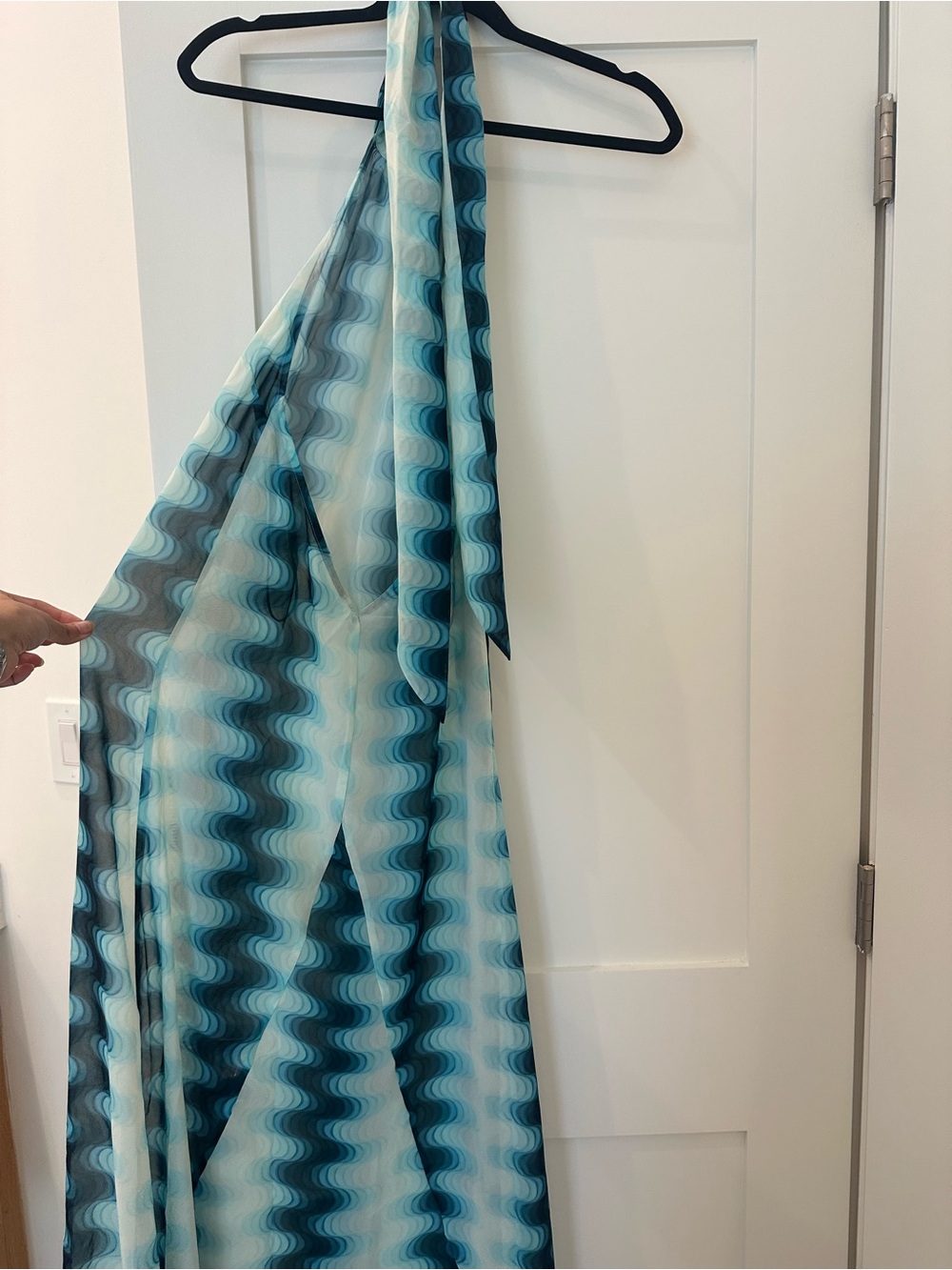 NWOT Devon Windsor Abigail Halter Maxi Dress in Aqua Blue - Picture 9 of 10